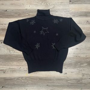 Meister Stars Ski Mockneck Sweater Woolblend Sz S